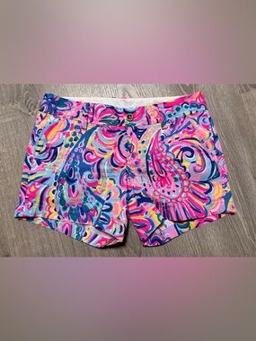 Lilly Pulitzer Pink Multi Paisley Print Jean Shorts